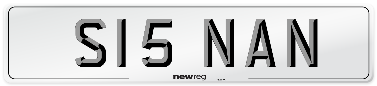 S15 NAN Number Plate from New Reg